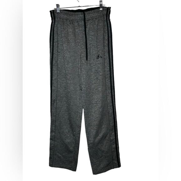 Adidas Mens 3 Stripes Sweat Pants Fleece Inside Heater Gray Black Sz M - Picture 1 of 7